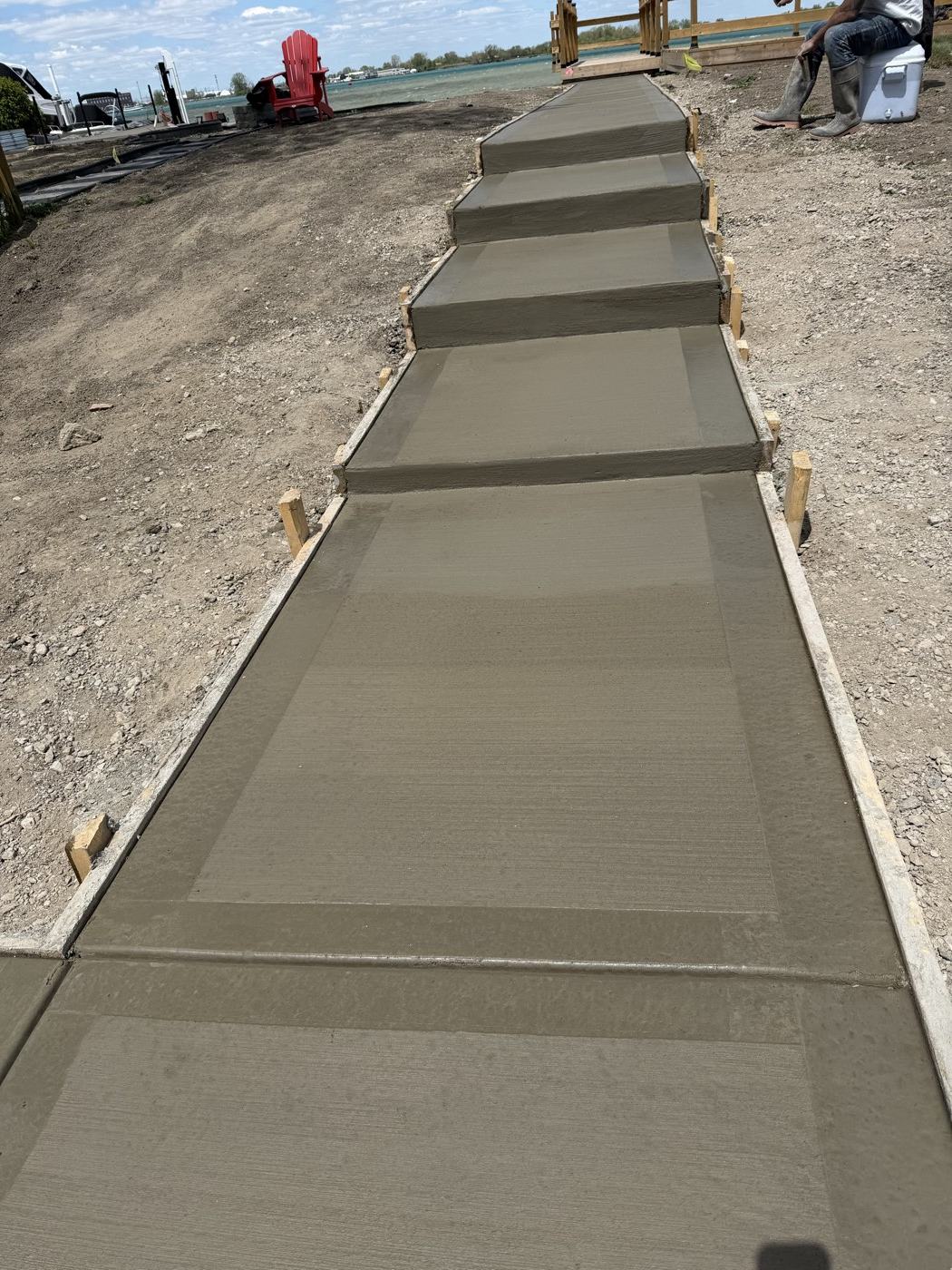 Fresh sidewalk concrete panels