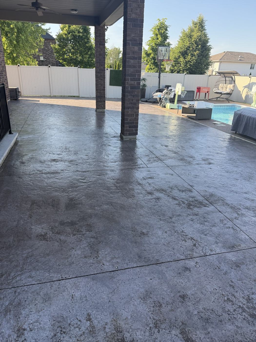 Covered stamped concrete patio