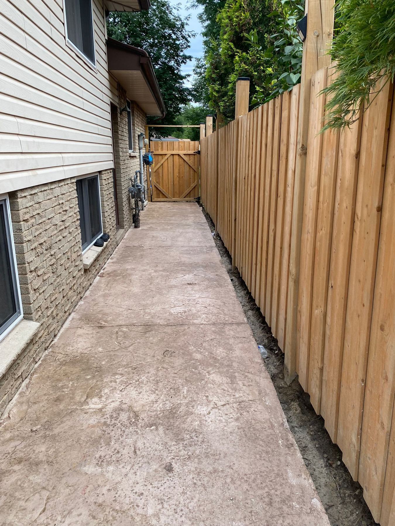 Stamped side walkway
