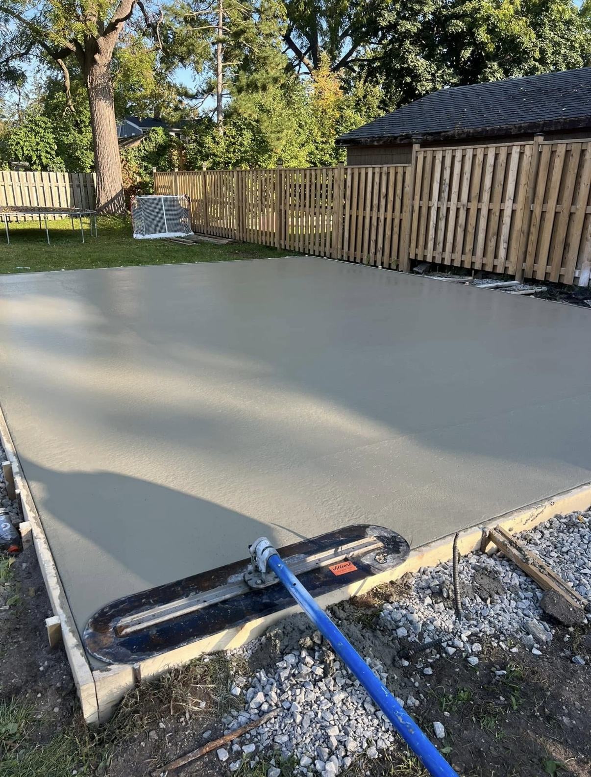Fresh concrete pad