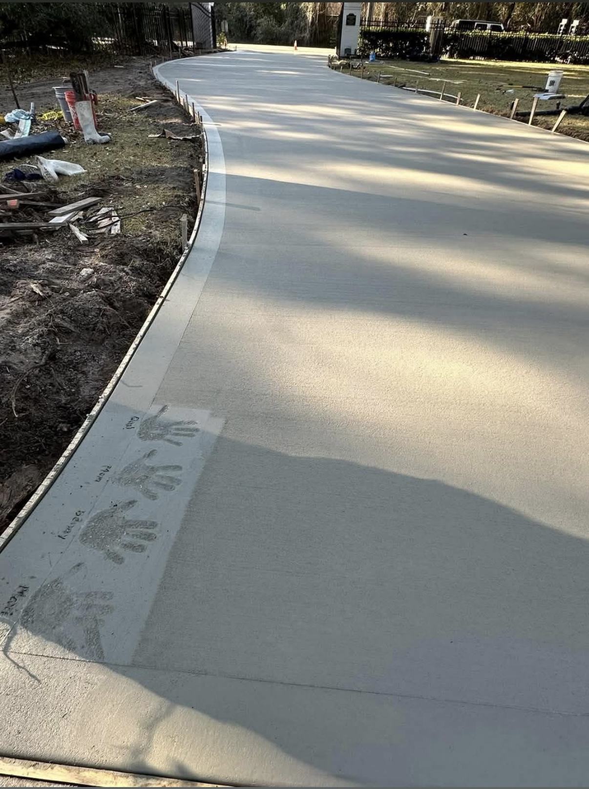 Long broom finish driveway